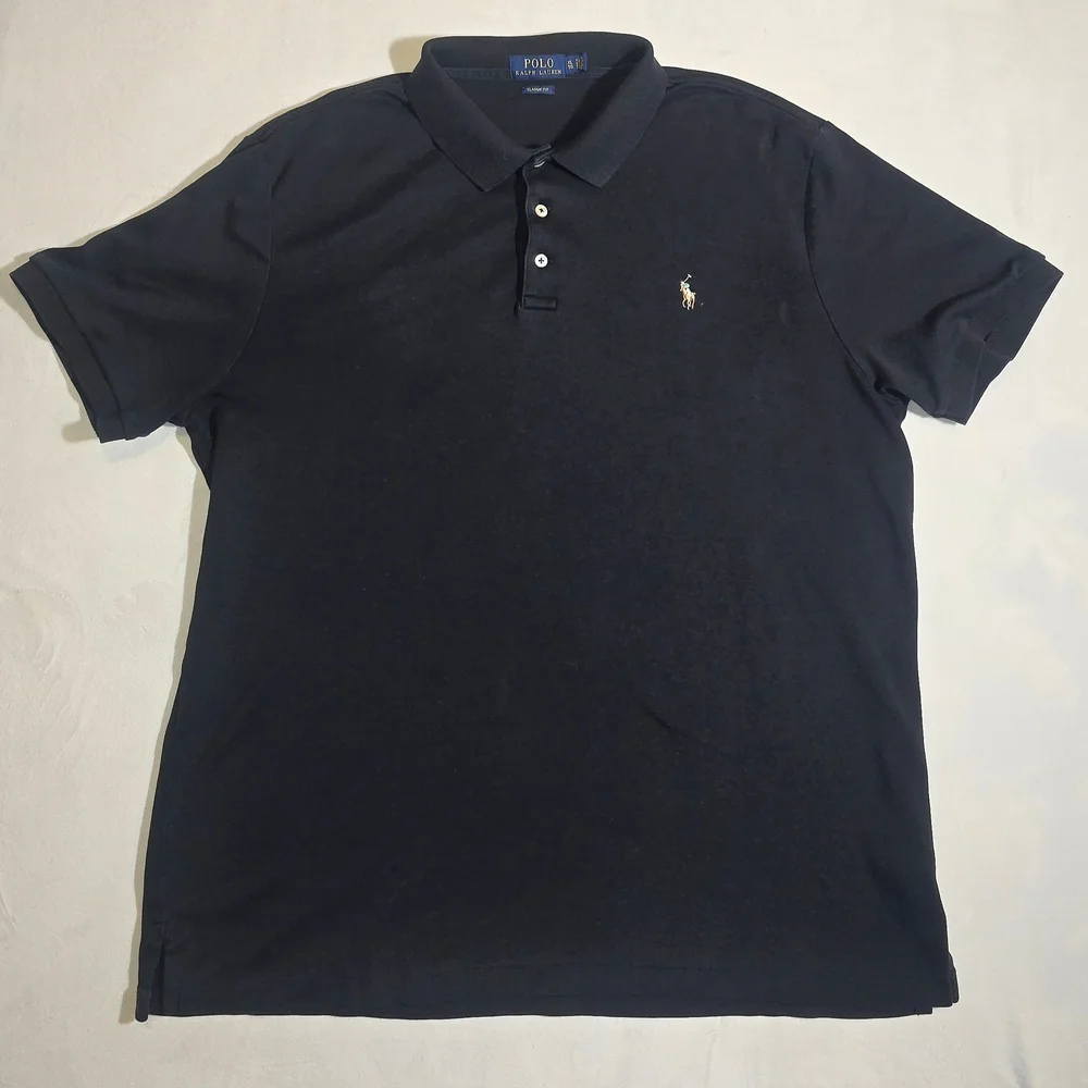 Polo Ralph Lauren Mens XL Classic Fit Cotton Polo Black White Pony
